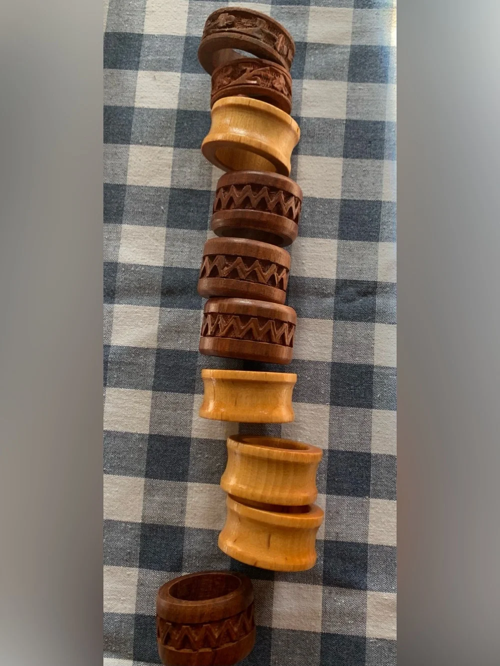 Mismatched set of 10 wooden napkin rings Farmhouse Boho Cottage Vintage